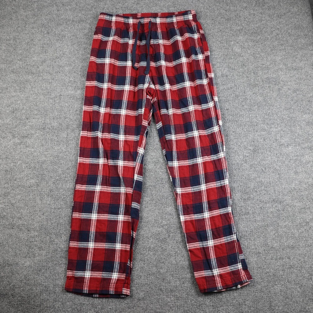 RedHead Pajama Pants Mens‎ Medium Red Navy Plaid Flannel Lounge Sleep Drawstring